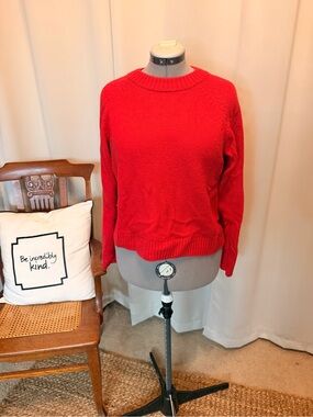 GAP Red Cotton Blend Crewneck Sweater Women’s Medium Classic Knit